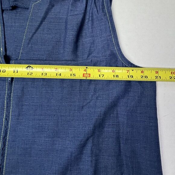 Vtg 60s Lisa‎ Smock Lisanne Chambray Embroidered Dress Medium Corn Farm Midwest - Picture 4 of 8
